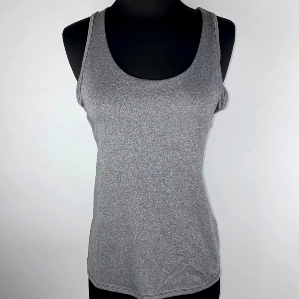 C9 By Champion DuoDry+ M Gray Black Built In Bra Tank Criss Cross Back Straps